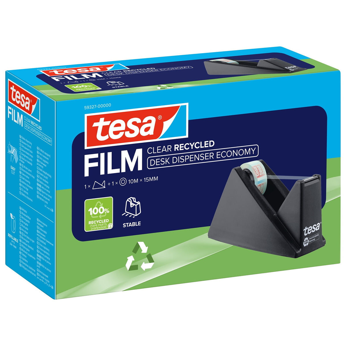 tesa DESK DISPENSER ECONOMY RECYCLED Tischabroller mit tesafilm CLEAR RECYCLED, transparent