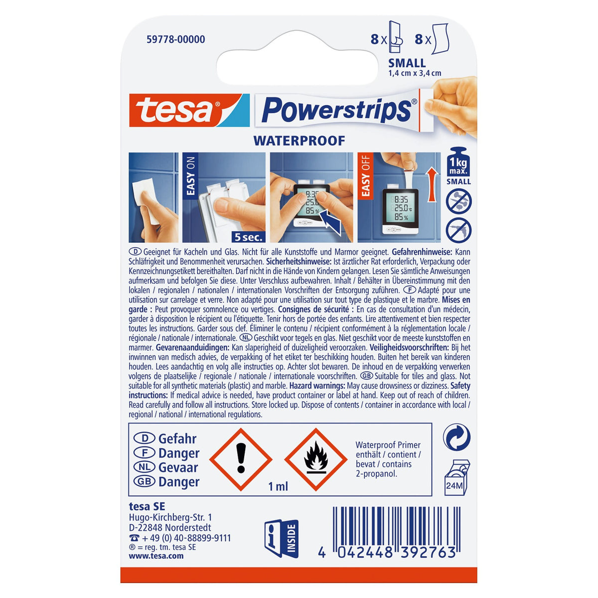 tesa Powerstrips Waterproof Small, weiß