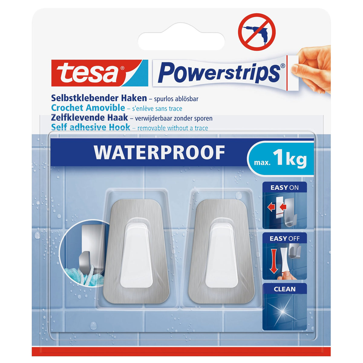 tesa Powerstrips Haken Waterproof S Metall-Kunststoff, weiß