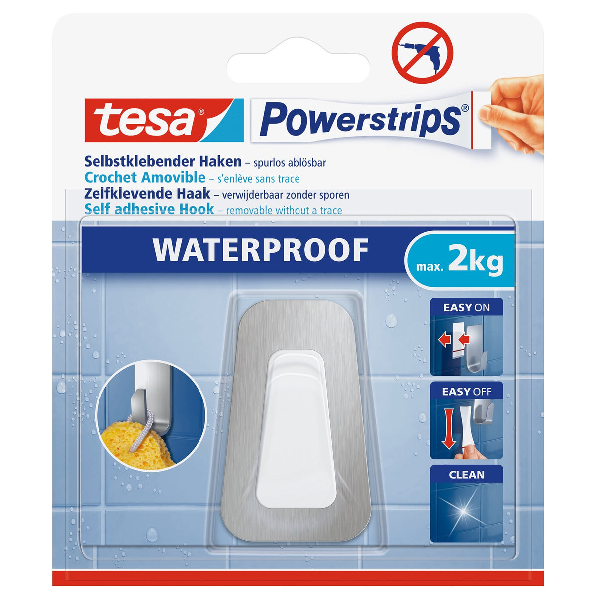 tesa Powerstrips Haken Waterproof L Metall-Kunststoff, weiß