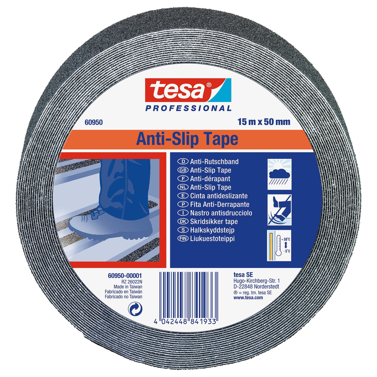 tesa Professional 60950 / 60952 Anti-Rutschband schwarz, 15 m x 50 mm