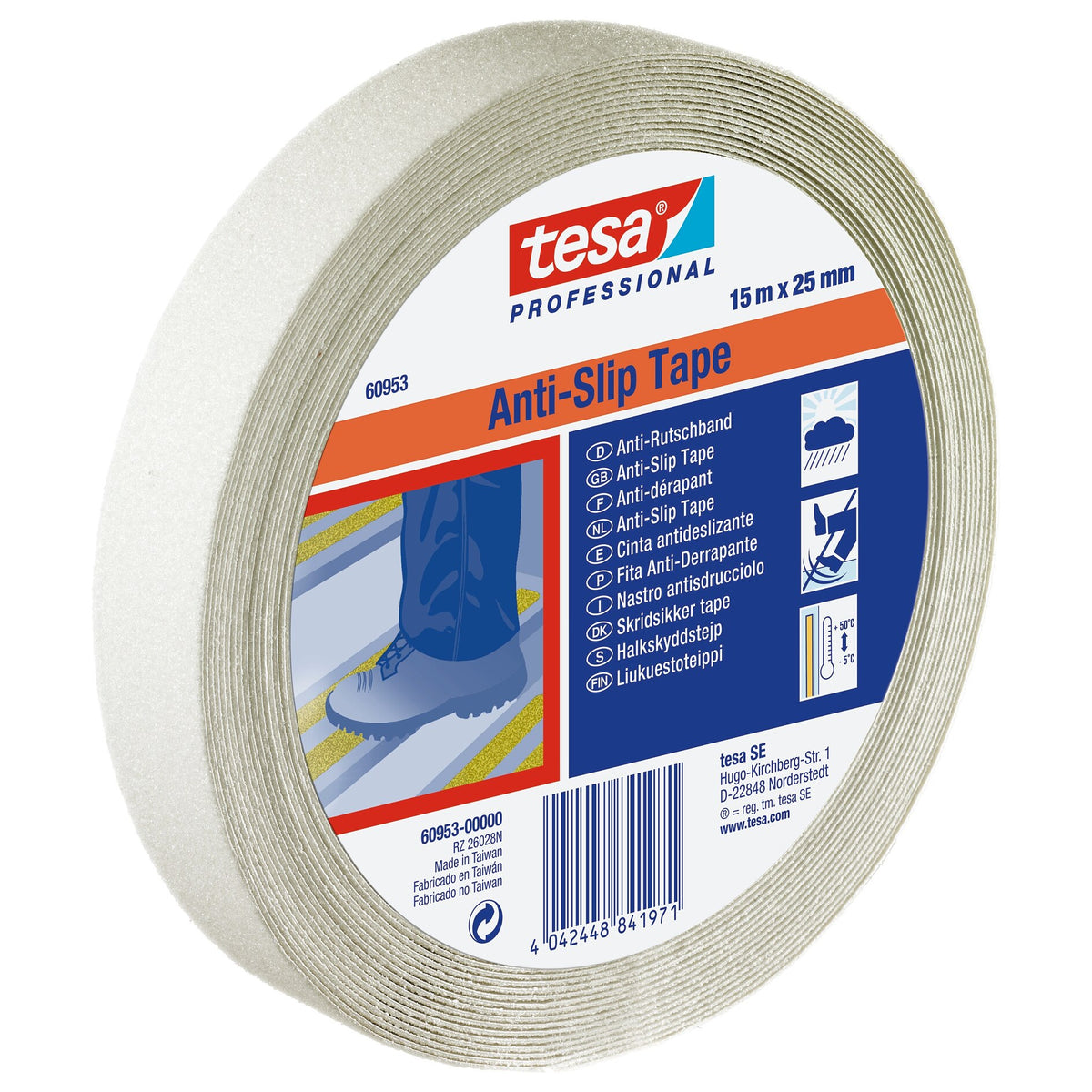 tesa Professional 60953 Anti-Rutschband fluoriszierend, 15 m x 25 mm, neon-gelb