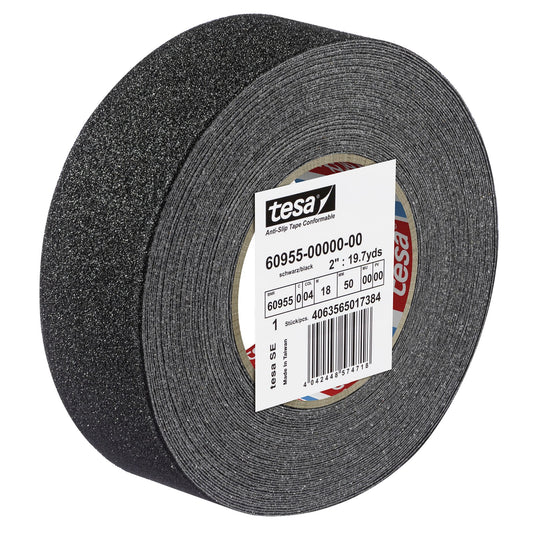 tesa 60955 Bandă antiderapantă extrem de flexibilă, 18 m x 50 mm, neagră