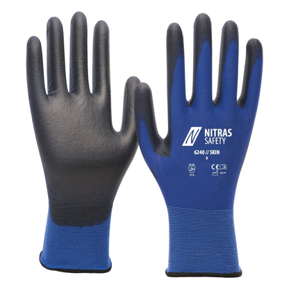 NITRAS SKIN, manusi de nailon, albastru/negru