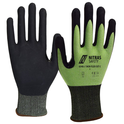 NITRAS SKIN FLEX CUT C, mănuși de protecție împotriva tăieturii, verde/negru
