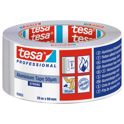 tesa Professional 63652 ALU-Band Extra Stark, silber-grau 25 m x 50 mm
