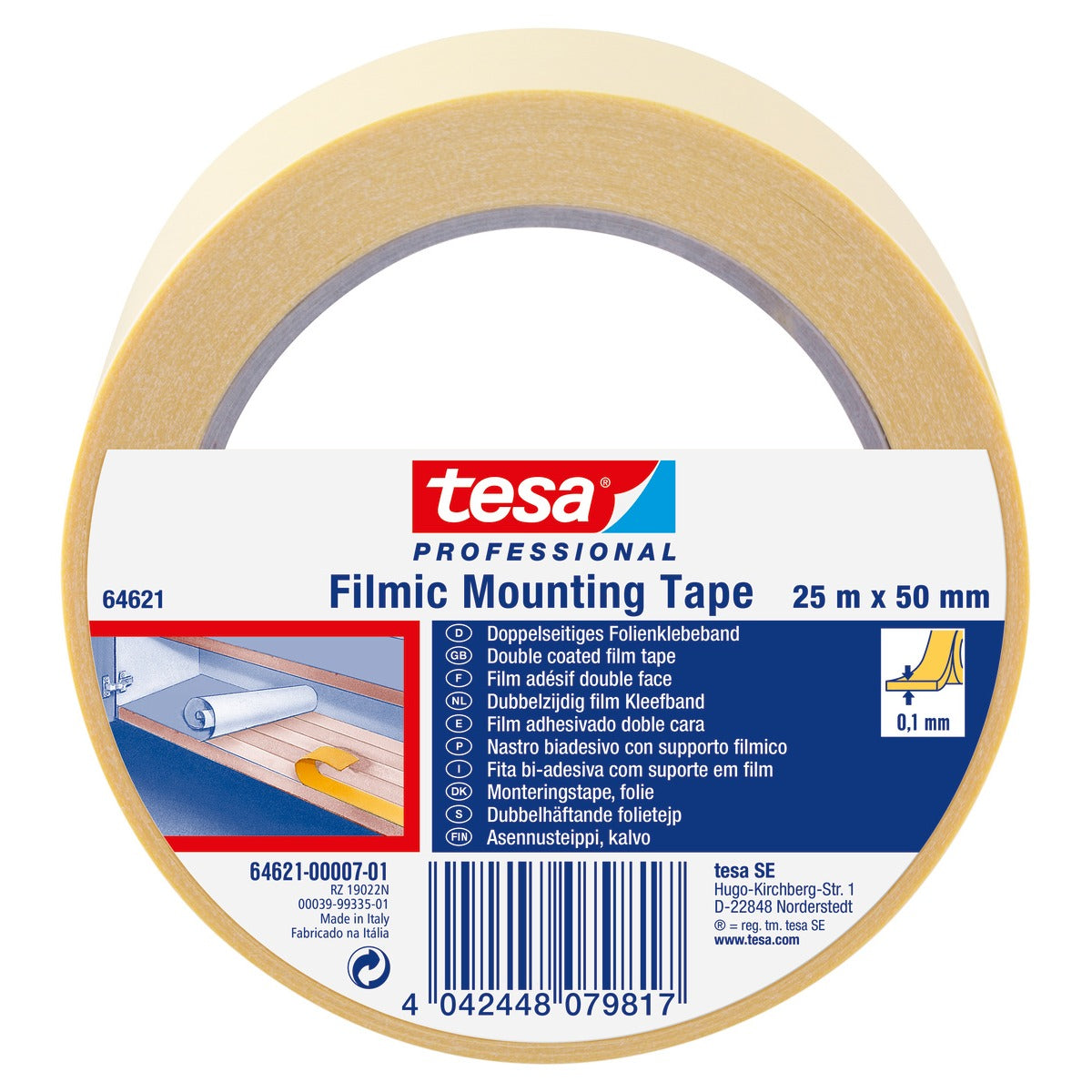 tesa Doppelseitiges Klebeband, transparent 25 m x 50 mm