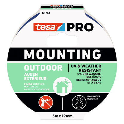 tesa PRO 66751 Mounting Outdoor Klebeband, transparent 5 m x 19 mm