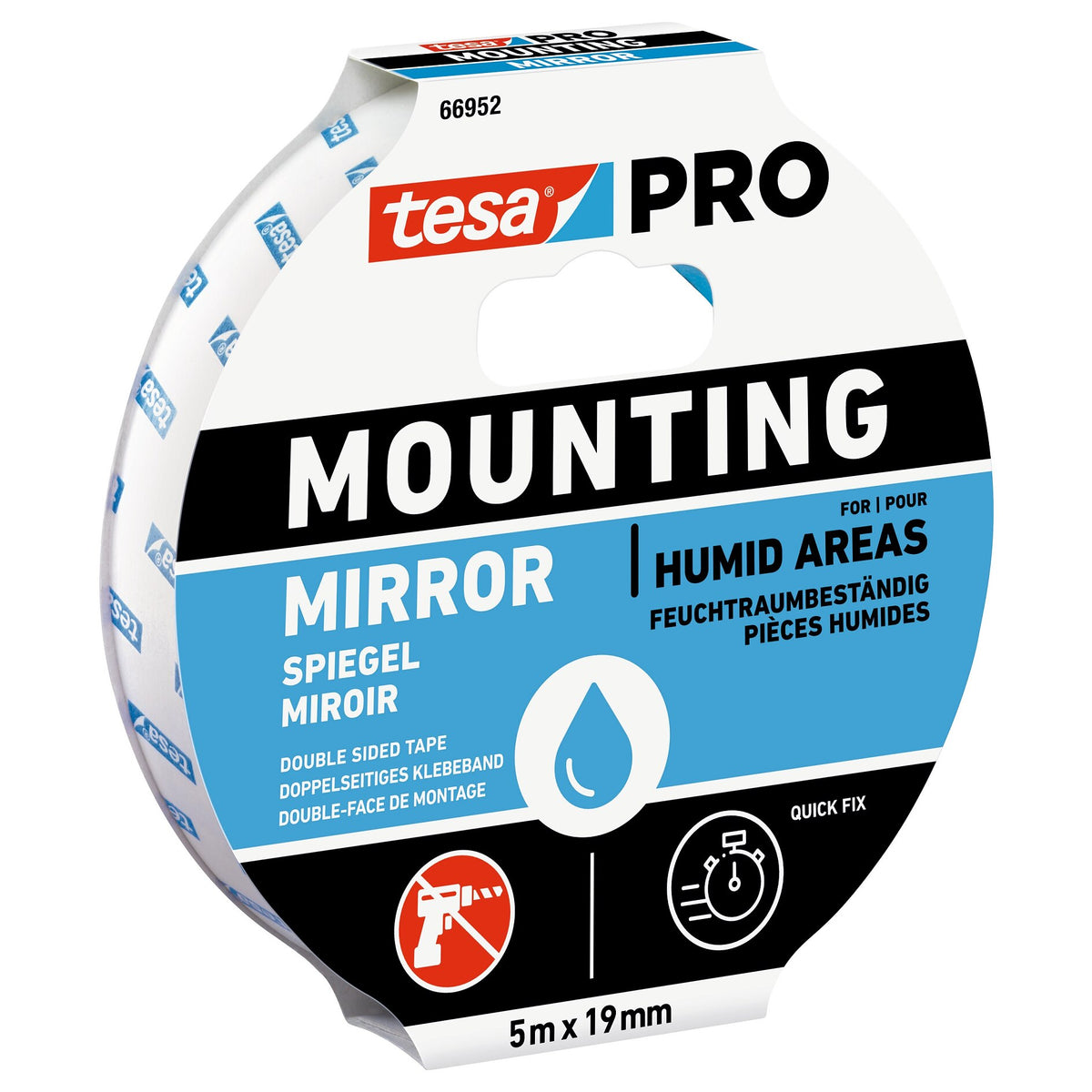 tesa PRO 66952 Mounting Spiegel, weiß 5 m x 19 mm