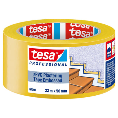 tesa Professional 67001 Putzband sPVC quergerillt, gelb 33 m x 50 mm
