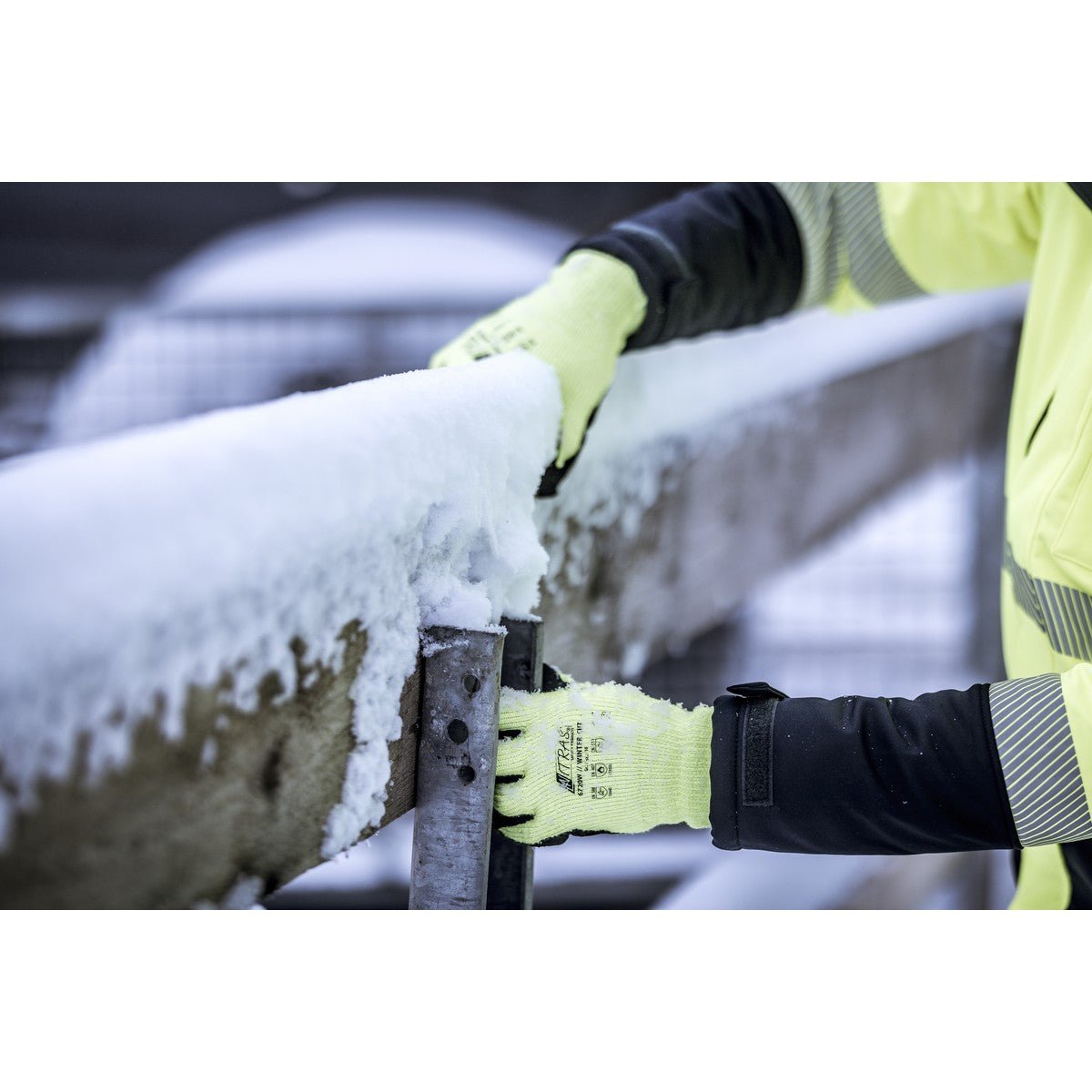 NITRAS TAEKI WINTER CUT, mănuși de protecție împotriva tăieturii, galben neon/negru