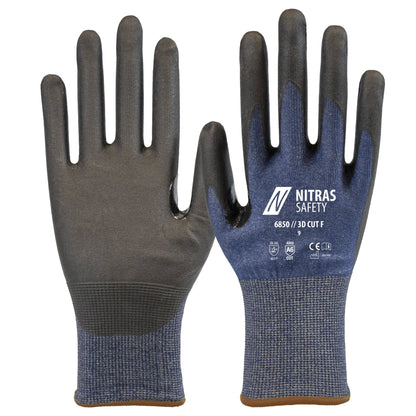 NITRAS 3D CUT F, mănuși de protecție împotriva tăieturii, bleumarin/negru