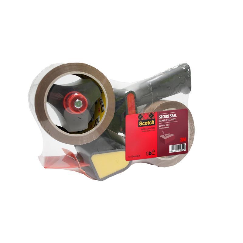 Dispenserul 3M Deutschland GmbH cu mâner tip pistolă + bandă adezivă de ambalare Scotch® (Maro, 50 mm x 66 m) conține 1 distribuitor și 2 role într-un pachet - ideal pentru închiderea sigură a ambalajelor.