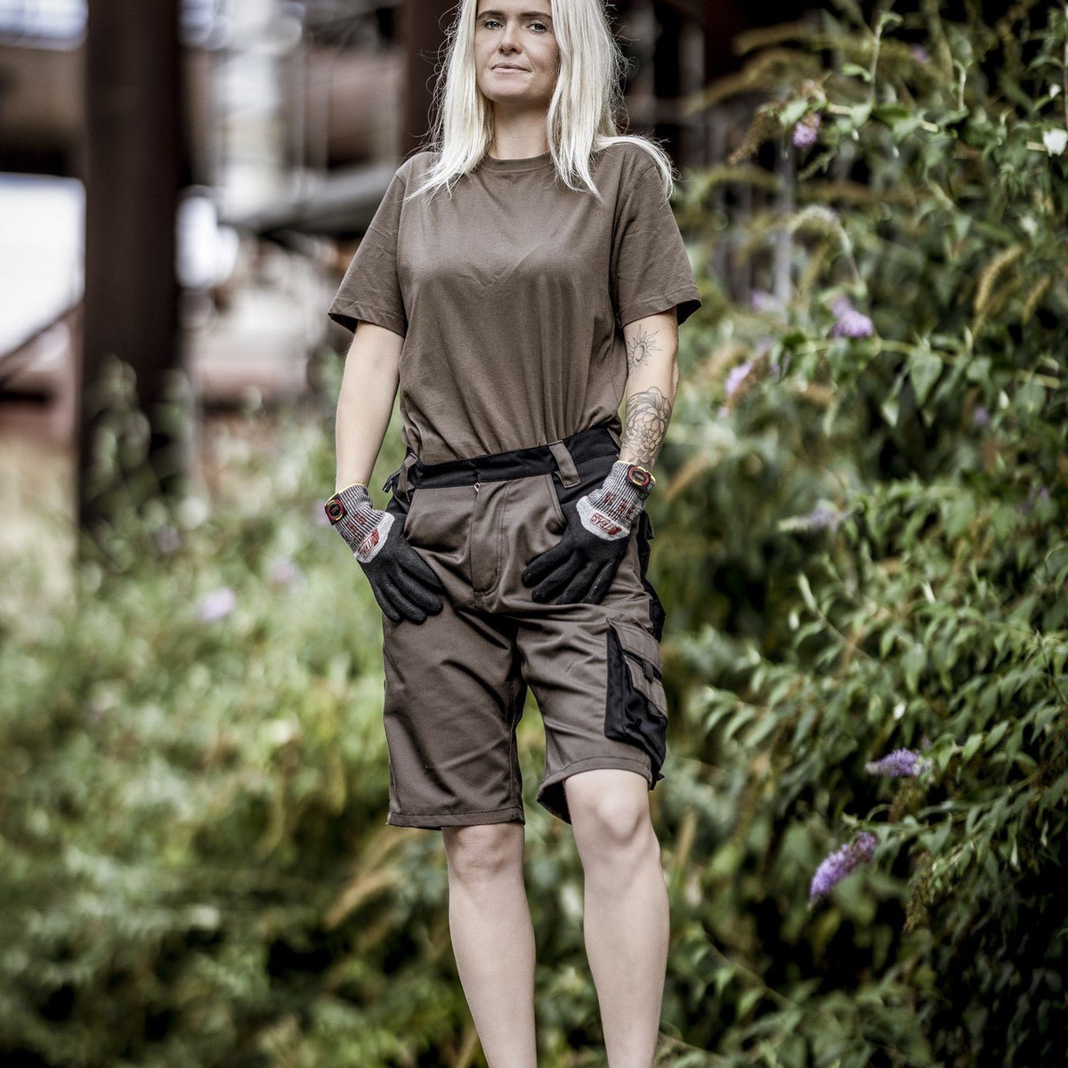 NITRAS MOTION TEX PLUS, pantaloni de lucru, scurti, maro/negri