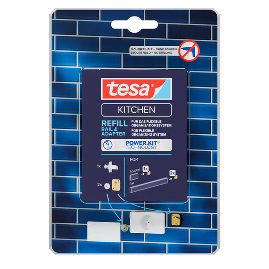 Pachet de reumplere tesa Power.Kit pentru seturi de organizare pentru bucătărie – bară de susținere și adaptor
