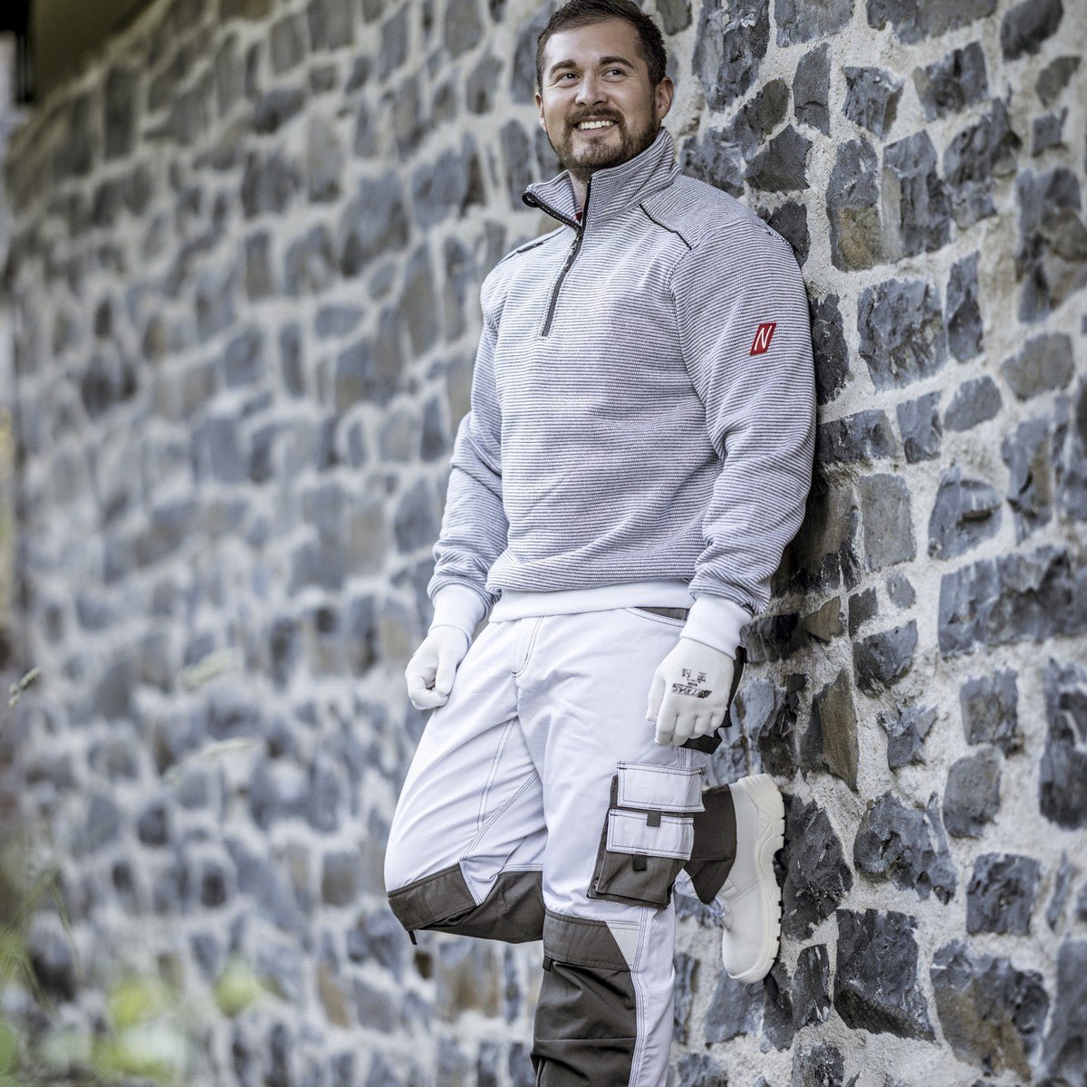 NITRAS MOTION TEX PLUS, pantaloni de lucru, lungi, alb/gri