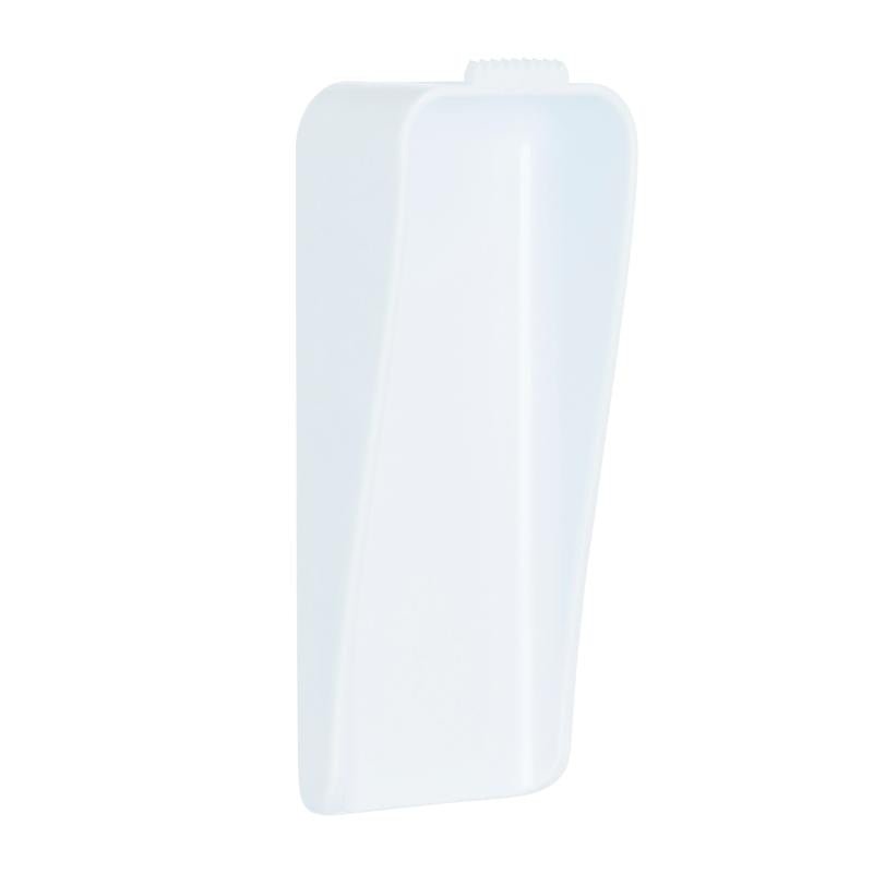Agățătorul Command™ pentru pânză de la 3M Deutschland GmbH este un agățător dreptunghiular din plastic alb cu o suprafață ușor bombată și o mică clapetă texturată în partea superioară, care se află pe un fundal alb monocrom.