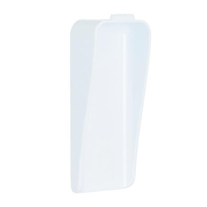 Agățătorul Command™ pentru pânză de la 3M Deutschland GmbH este un agățător dreptunghiular din plastic alb cu o suprafață ușor bombată și o mică clapetă texturată în partea superioară, care se află pe un fundal alb monocrom.