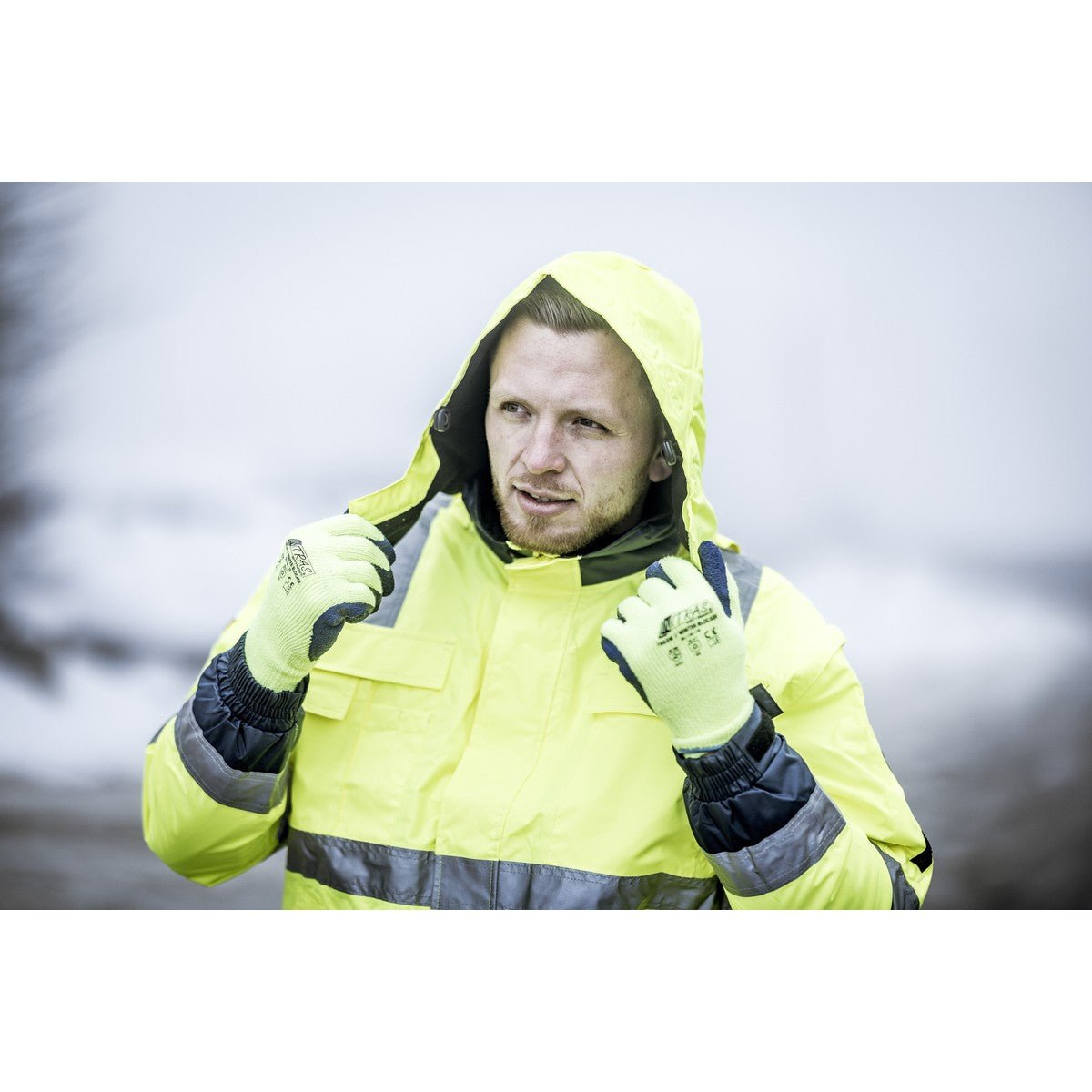 NITRAS WINTER BLOCKER, mănuși de iarnă, galben neon/albastru