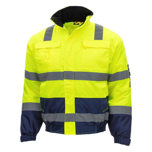 NITRAS MOTION TEX VIZ, geacă pilot de înaltă vizibilitate, galben neon / bleumarin