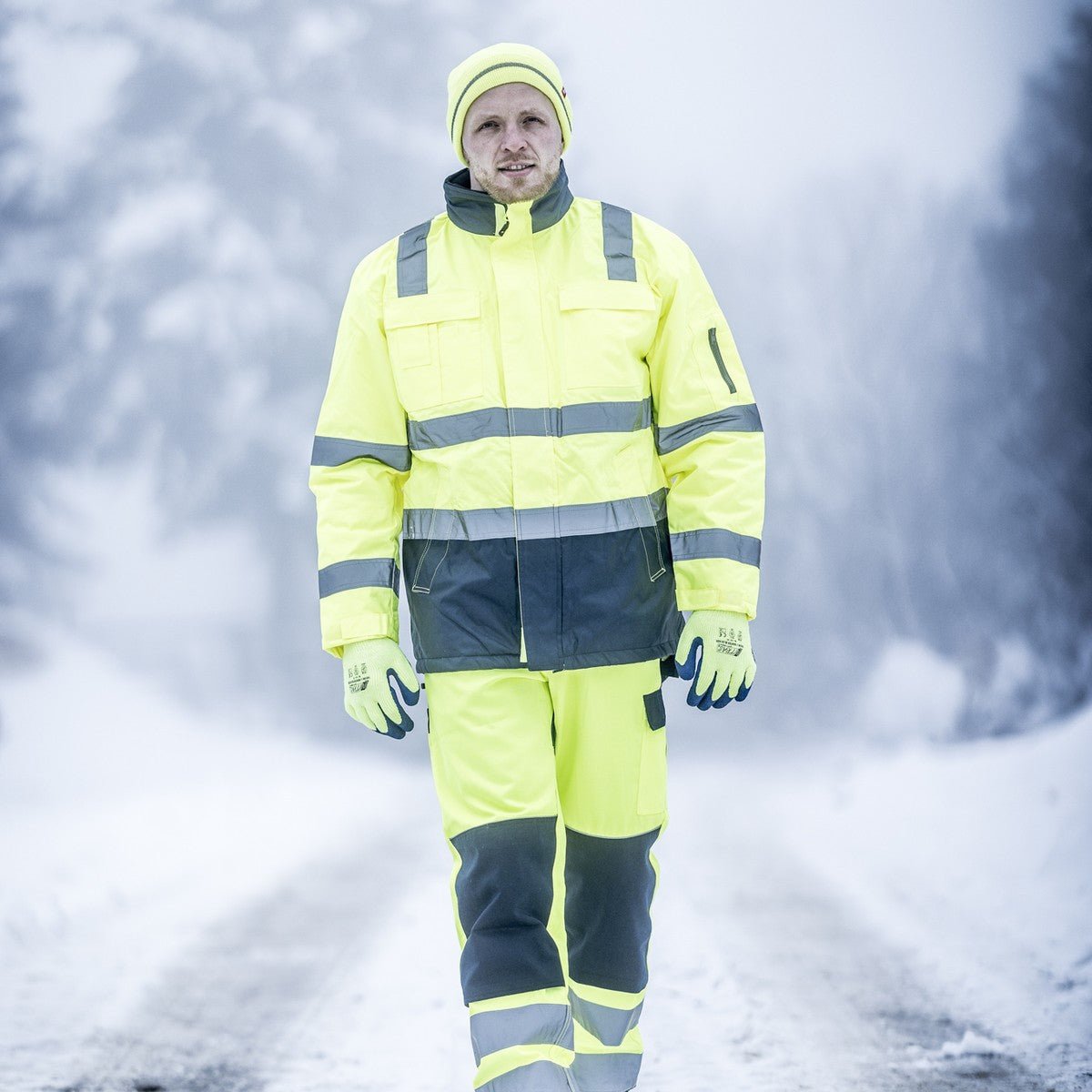 NITRAS MOTION TEX VIZ, parka de mare vizibilitate, galben neon / bleumarin