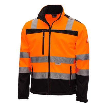 NITRAS MOTION TEX VIZ, jachetă softshell de înaltă vizibilitate, portocaliu neon/negru