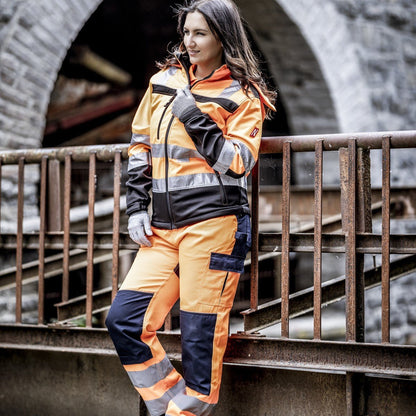 NITRAS MOTION TEX VIZ, jachetă softshell de înaltă vizibilitate, portocaliu neon/negru