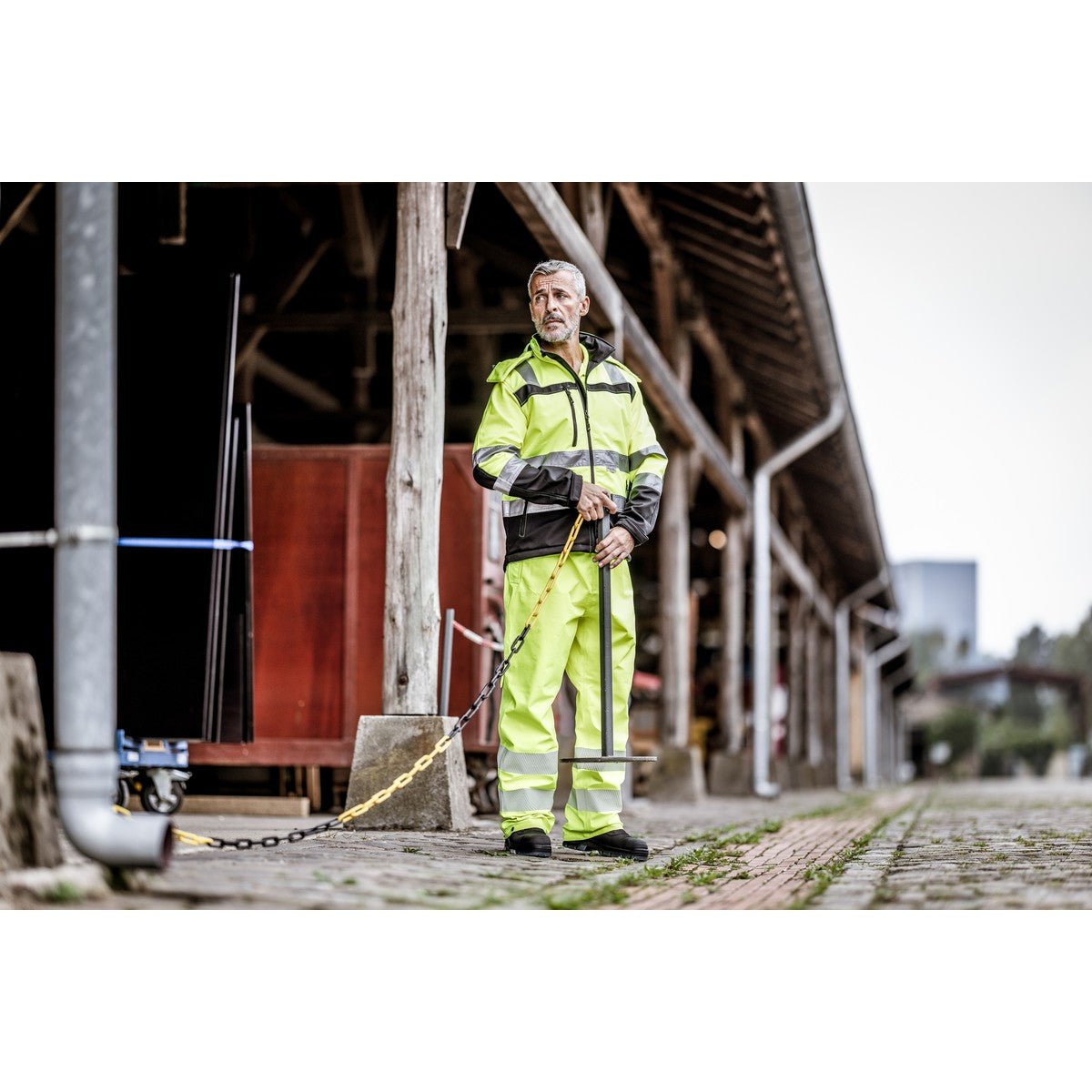 NITRAS MOTION TEX VIZ, jachetă softshell de înaltă vizibilitate, galben neon/negru