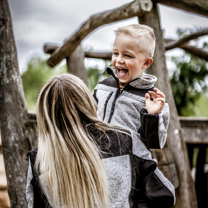 NITRAS MOTION TEX KIDS, jachetă softshell tricotată, gri deschis/negru