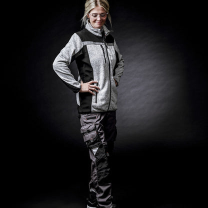 NITRAS MOTION TEX PLUS, jachetă softshell tricotată, gri deschis/negru