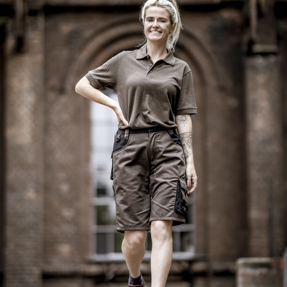 NITRAS MOTION TEX PLUS, pantaloni de lucru, scurti, maro/negri