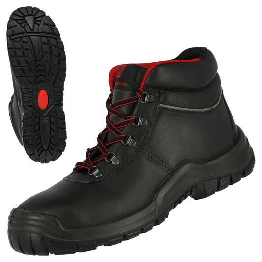 Ghete de siguranță NITRAS POWER STEP MID, S3 HI HRO, înălțime mijlocie, negre