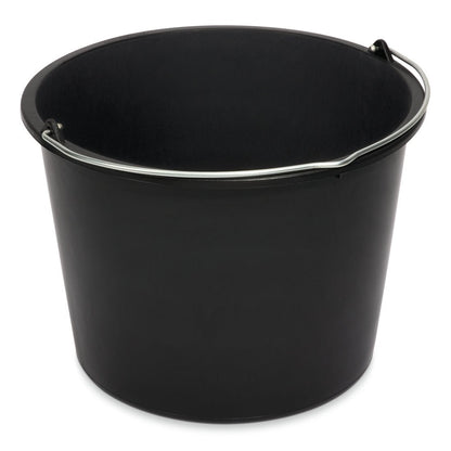 Der Nölle Profi Brush Baueimer aus schwarzem Kunststoff, zylindrisch und mit Metallhenkel, von Nölle Profi Brush Bürsten- & Pinseltechnik e.K., ist leer vor weißem Hintergrund abgebildet.