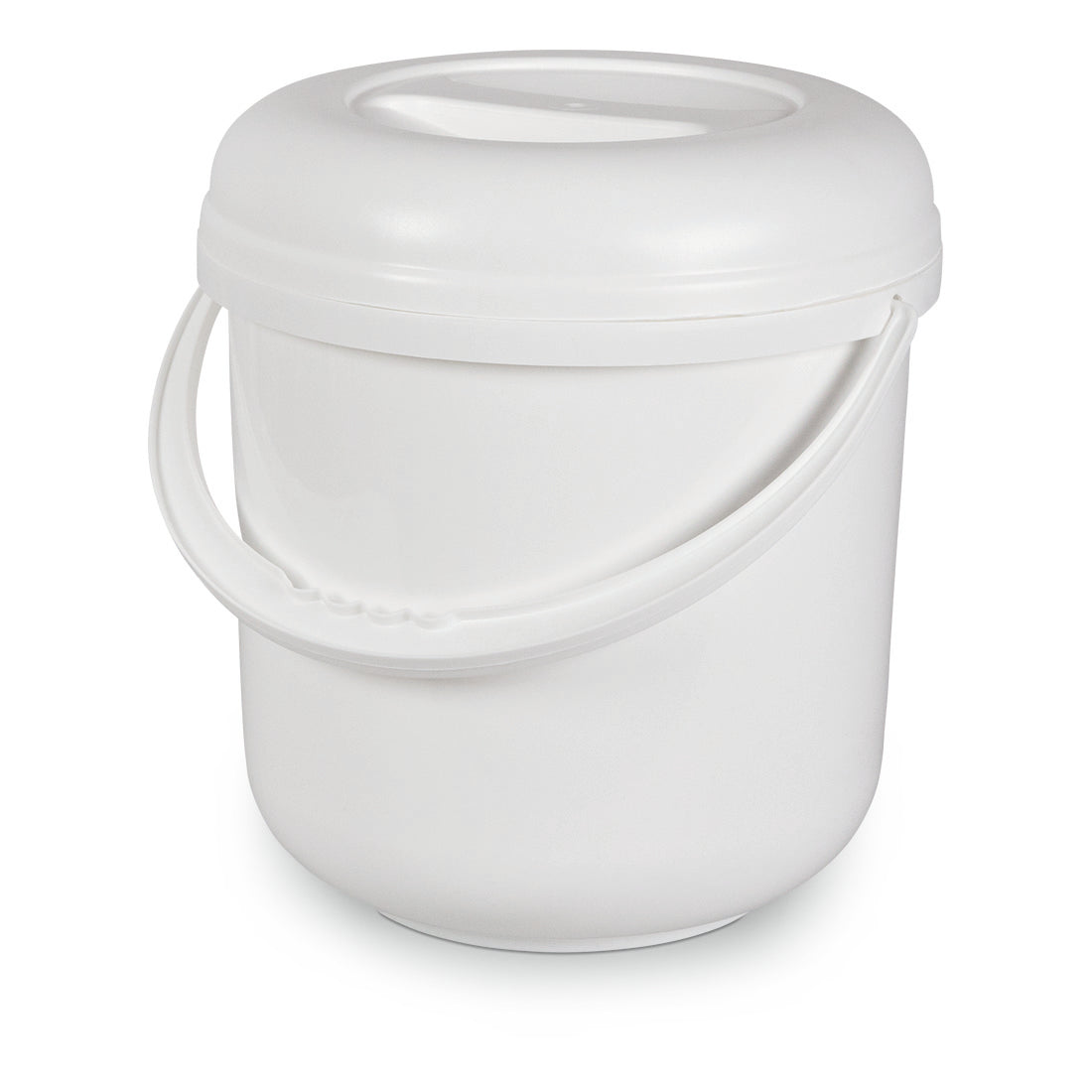 Der Nölle Profi Brush Deckeleimer, 10L weißer Kunststoff mit Deckel und Griff, ideal für Malerarbeiten, abgebildet auf weißem Hintergrund.