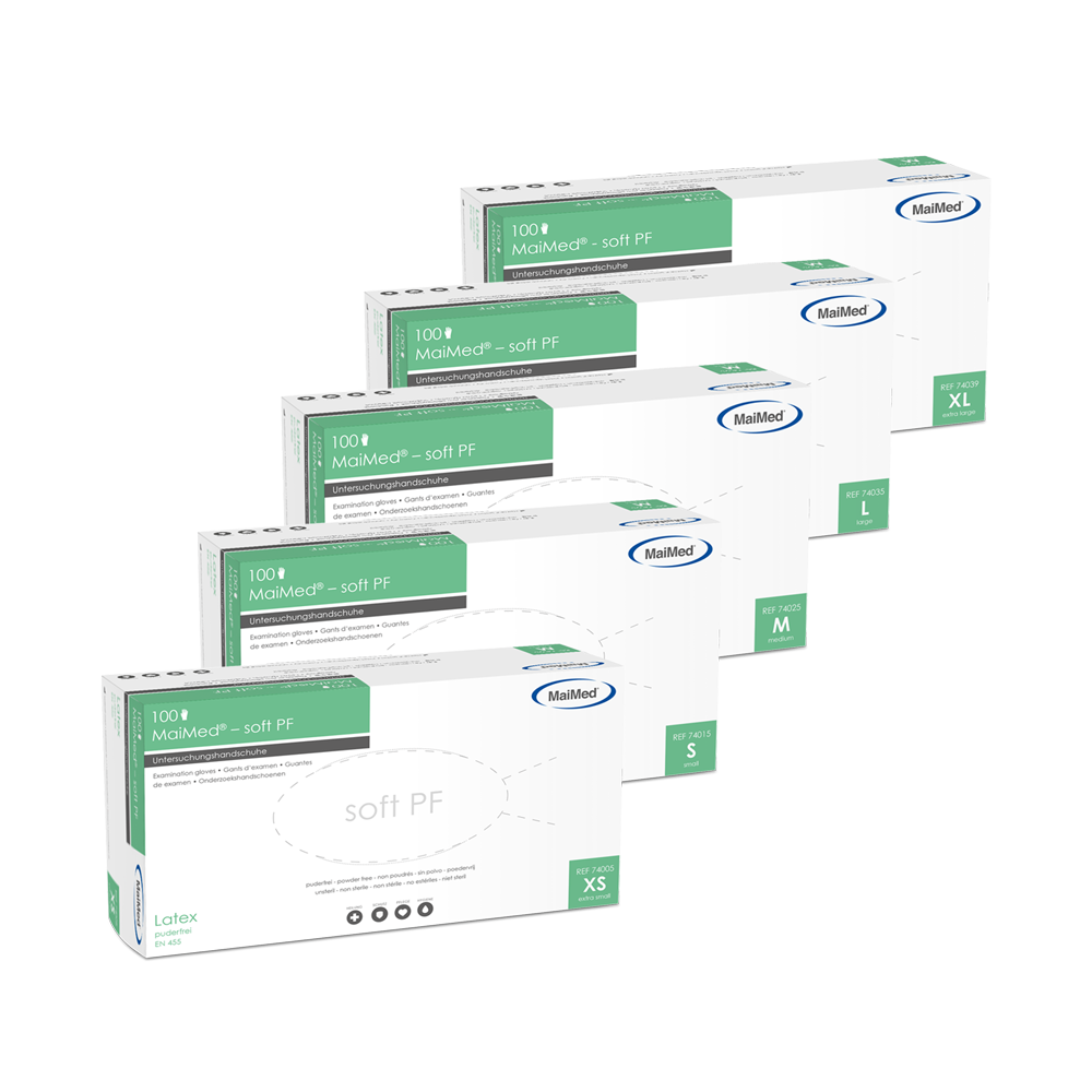 Mănuși de examinare din latex MaiMed-soft PF, sterile fără pulbere, 100 bucăți/cutie