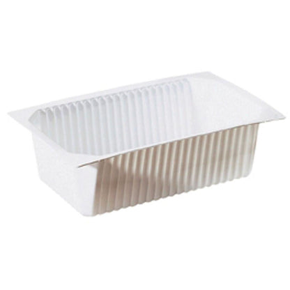 Duni GmbH PP Caserolă 1/4 GN Alb PP este un castron alb, dreptunghiular, cu nervuri și laturi ușor evazate, ideal pentru utilizarea în industria gastronomică ca tavă 1/4 GN pentru ambalaje alimentare versatile sau aplicații de servire.