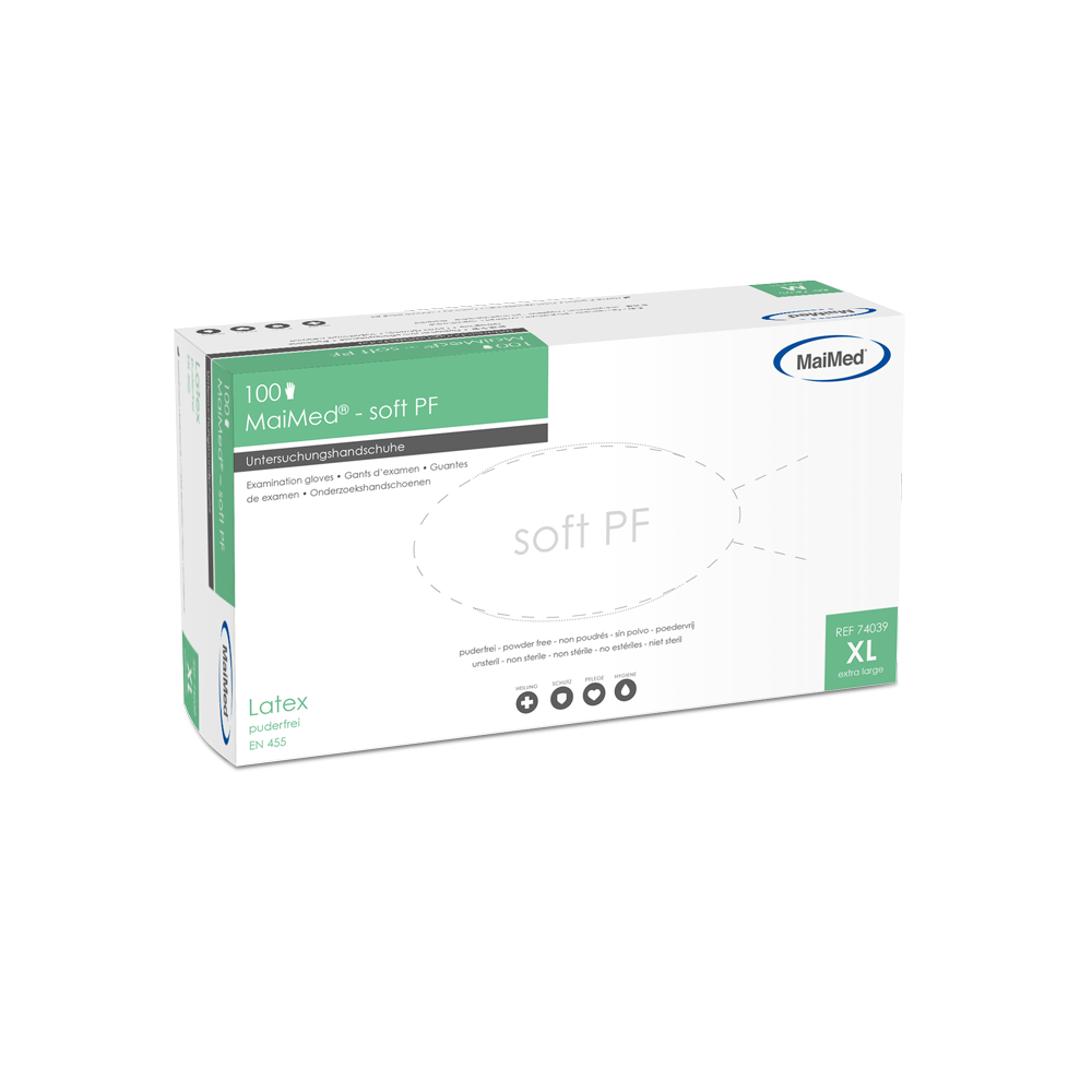 Mănuși de examinare din latex MaiMed-soft PF, sterile fără pulbere, 100 bucăți/cutie