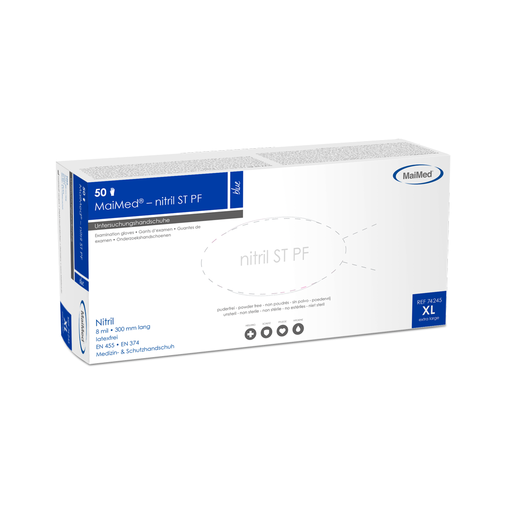 MaiMed-nitril albastru, manusi de protectie sterile, fara praf, grosime 8mil 50 bucati/cutie