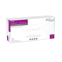 Mănuși de examinare de vinil MaiMed-albastru de vinil PF, nesterile, fără pulbere 100 buc/cutie