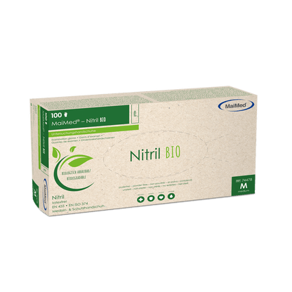 MaiMed-Nitril BIO, nesteril, fără pulbere, mănușă de nitril fără latex, verde, 100 buc/cutie
