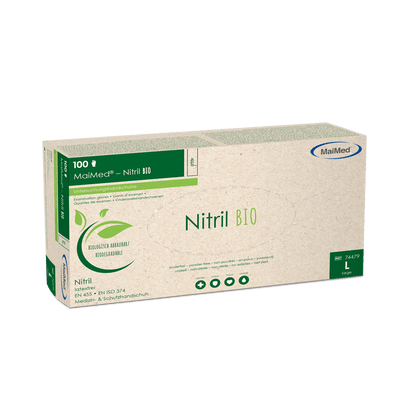 MaiMed-Nitril BIO, nesteril, fără pulbere, mănușă de nitril fără latex, verde, 100 buc/cutie