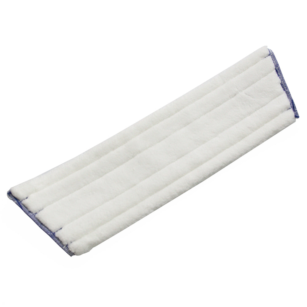 Mopul TASKI Quick al Diversey Deutschland GmbH & Co. OHG este un mop dreptunghiular, plat, din microfibră de înaltă calitate, cu cusături matlasate și margine albastru deschis pe un fundal alb simplu pentru o curățenie eficientă.