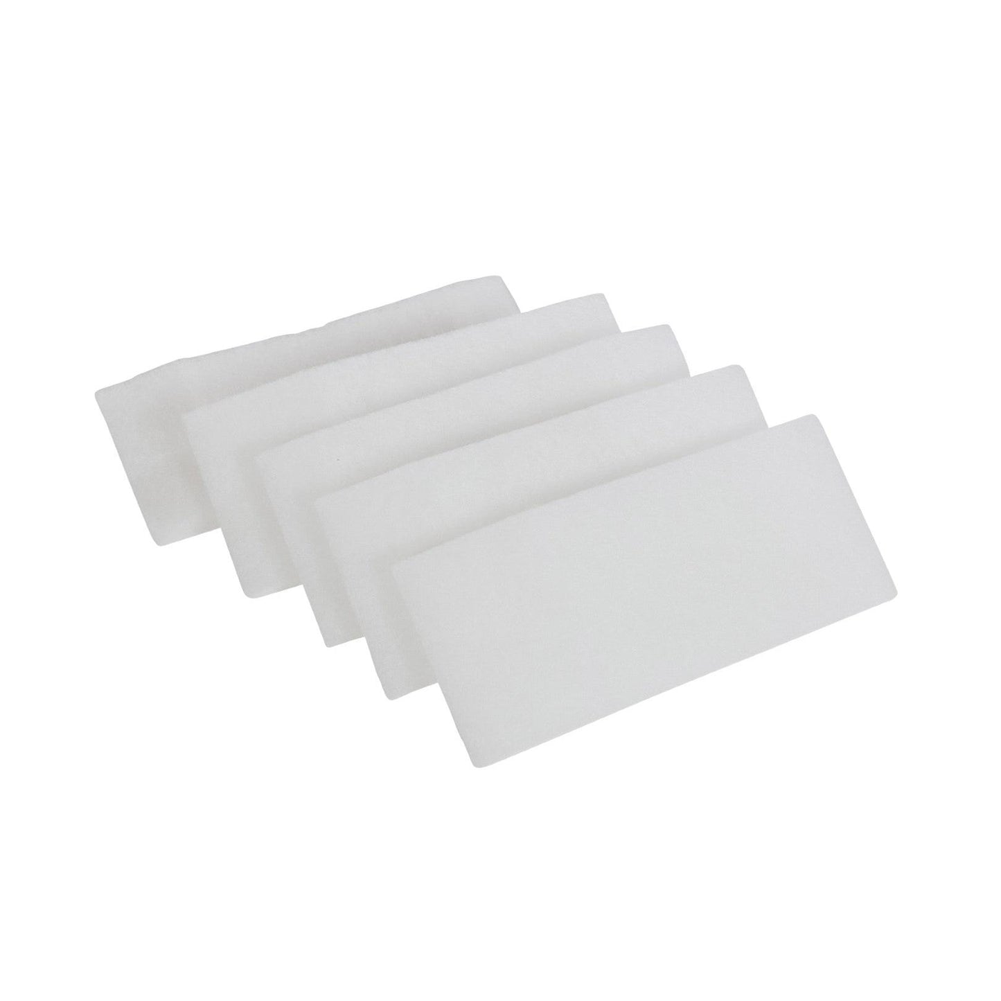 Cinci filtre de evacuare dreptunghiulare AERO 3500 Pads de la Diversey Deutschland GmbH & Co. OHG sunt aranjate într-un șir eșalonat; curate și identice, ele asigură aer curat - pachetul conține 5 bucăți, ideal pentru nevoile de filtrare.