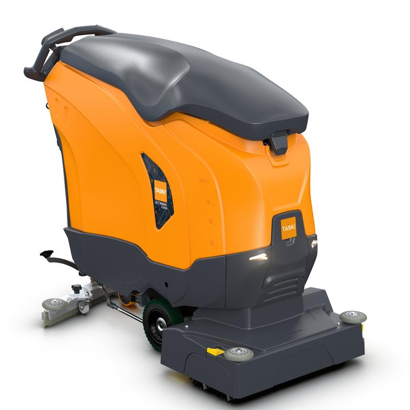 TASKI ULTIMAXX 2900 RB65 Performance BMS 40A de la Diversey Deutschland este o mașină de spălat-aspirat de generație următoare cu tracțiune pe roți, un rezervor de 63 de litri și două perii de 65 cm - ideală pentru curățarea industrială eficientă.