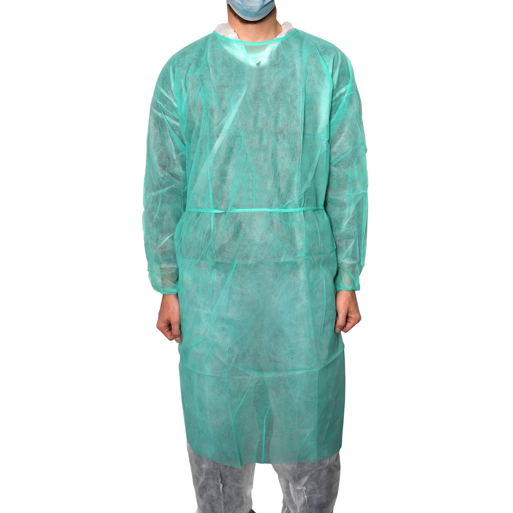 MaiMed-Coat Protect, halat de protectie din fleece, verde nesteril, mansete elastice, lungime 120cm, 10 bucati | Pachet (10 bucăți)