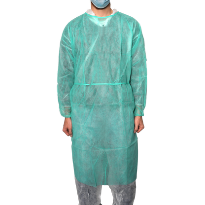 MaiMed-Coat Protect, halat de protectie din fleece, verde nesteril, mansete elastice, lungime 120cm, 10 bucati | Pachet (10 bucăți)