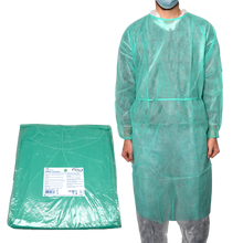 MaiMed-Coat Protect, halat de protectie din fleece, verde nesteril, mansete elastice, lungime 120cm, 10 bucati | Pachet (10 bucăți)