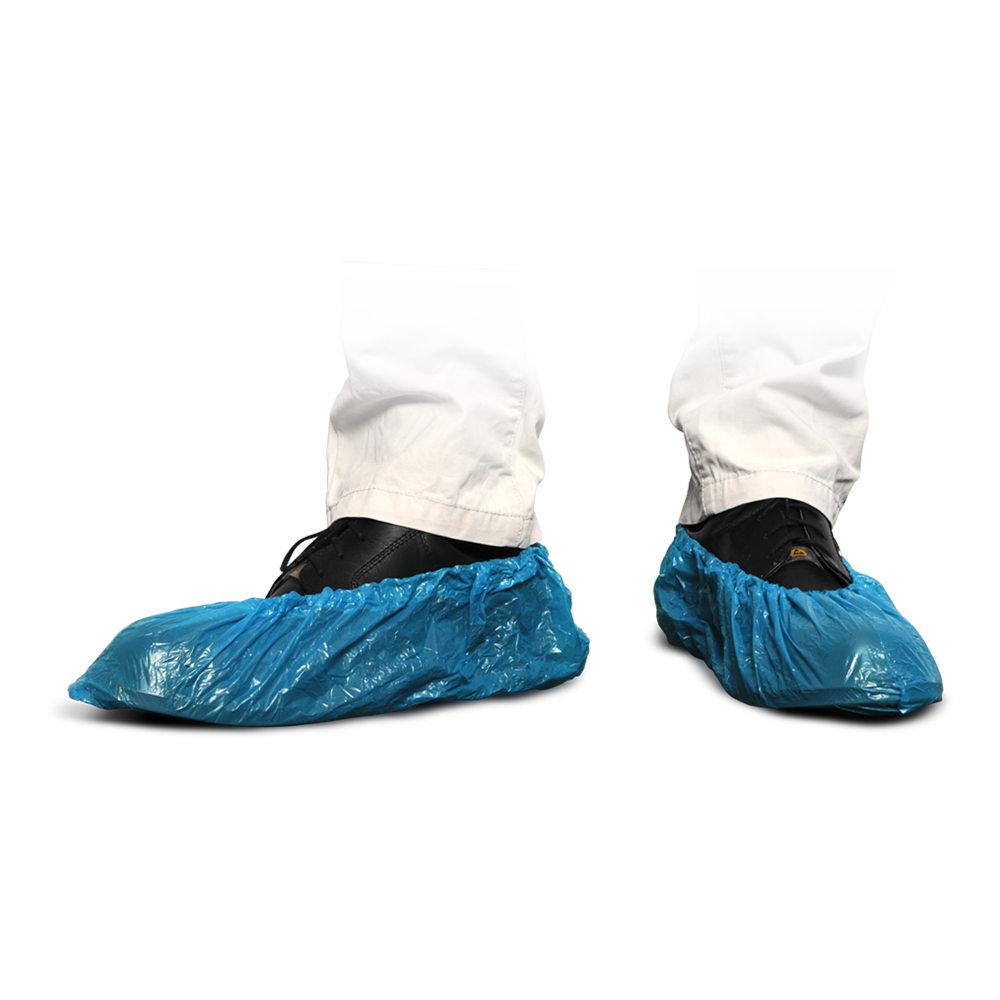 Huse de pantofi MaiMed-Cover PE Huse de pantofi de unica folosinta din PE, albastru, 100 bucati/pachet. | Pachet (100 bucăți)