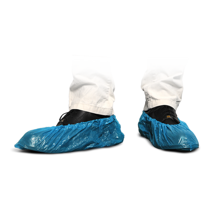 Huse de pantofi MaiMed-Cover PE Huse de pantofi de unica folosinta din PE, albastru, 100 bucati/pachet. | Pachet (100 bucăți)