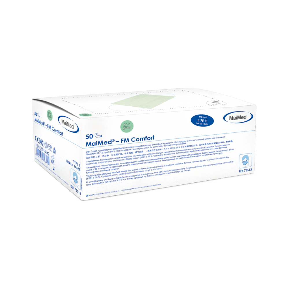 Mască chirurgicală MaiMed-FM Comfort, nesterilă, 3 straturi, 50 bucăți/cutie